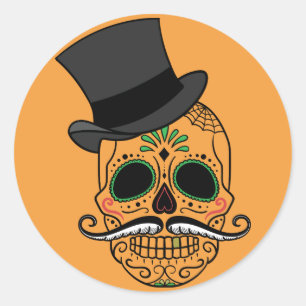 Jour Du Crâne Peint Mort Et Stickers Chapeau Haut