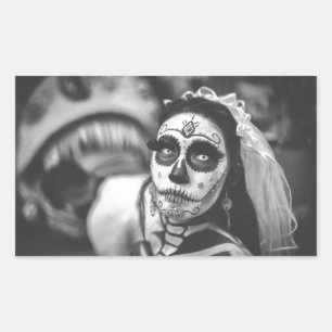 JOUR DU MORT RECTANGLE STICKER HALLOWEEN