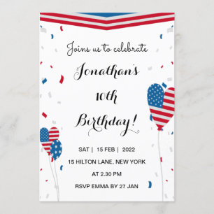 Jour du Président Anniversaire invitation USA Jeux
