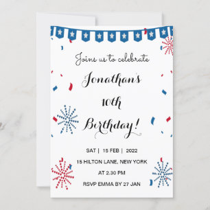 Jour du Président Anniversaire invitation USA Jeux