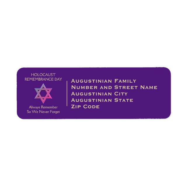 Jour du Souvenir de l'Holocauste violet Adresse de (Devant)