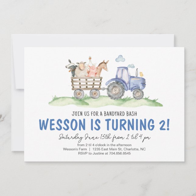 Jour du tracteur, Invitation d'anniversaire de fer (Devant)