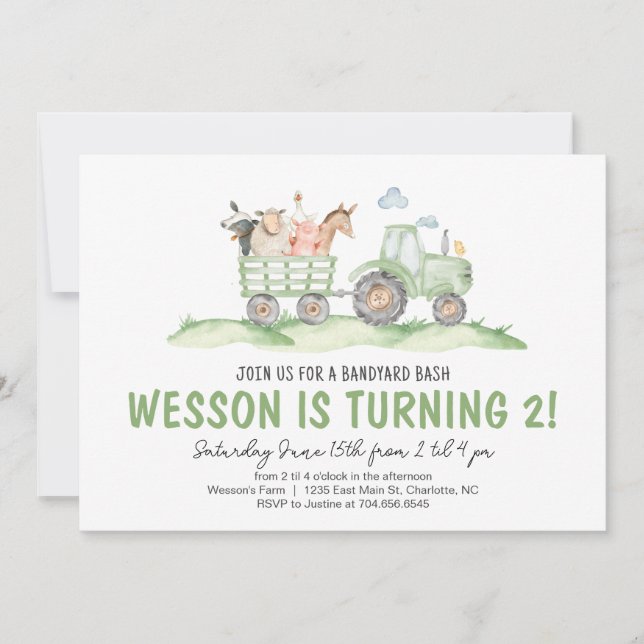 Jour du tracteur, Invitation d'anniversaire de fer (Devant)