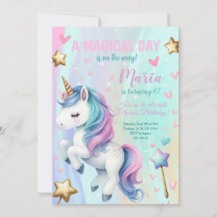 Jour magique Unicorn Anniversaire Fête Invitation