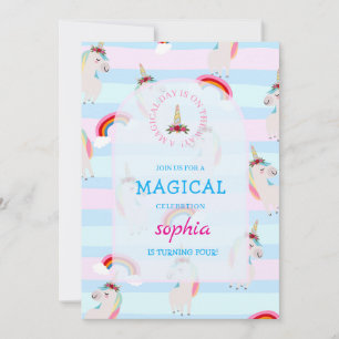 Jour magique Unicorn Anniversaire Invitation