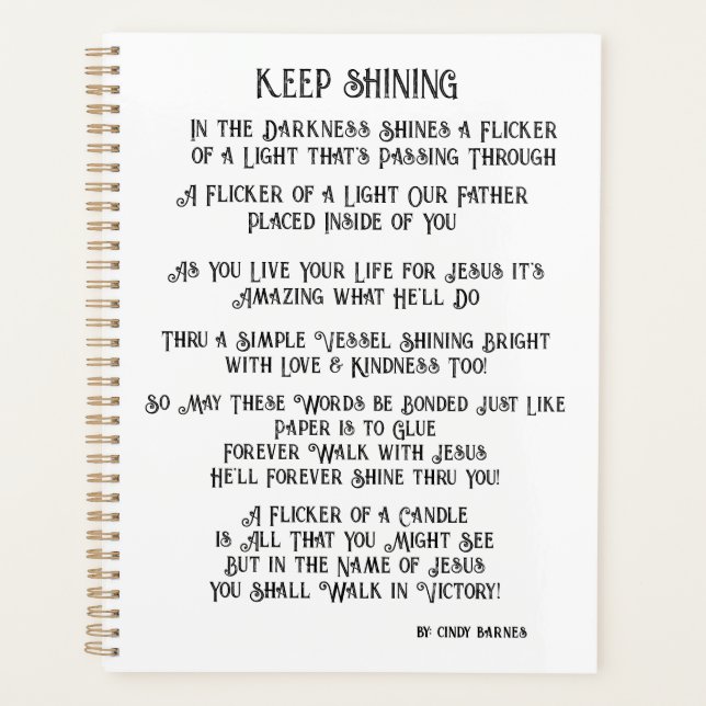 Jour Planner - Christian Planner avec poème origin (Devant)