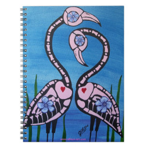 Jour rose de paires de Flamant rose du carnet mort