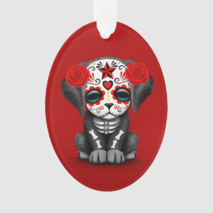 Jour rouge mignon du chiot mort