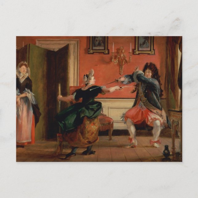 Jourdain Fences his Maid Postcard (Front)