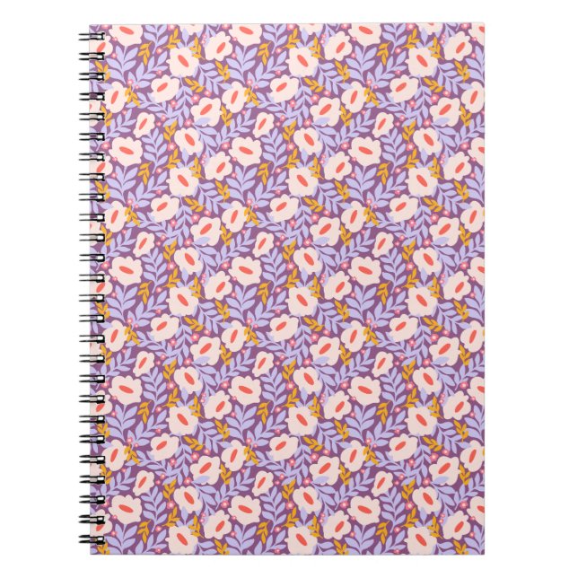 Journal à frontières spirales en fleurs violettes (Devant)