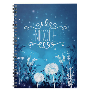Journal bleu Ciel nocturne enchanté, étoiles et fe