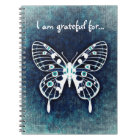Journal bleu de gratitude de papillon