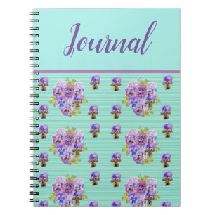 Journal Book Pansy Shabby Mint Aqua Vintage Floral