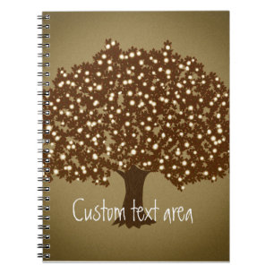 Journal cahier rustique arbre illuminé vintage