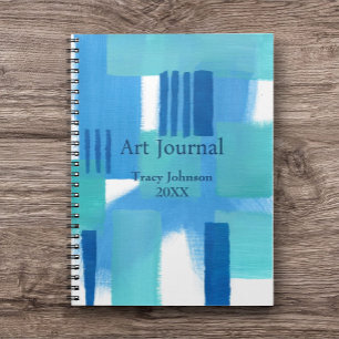  Journal d'art abstrait bleu avec nom/année