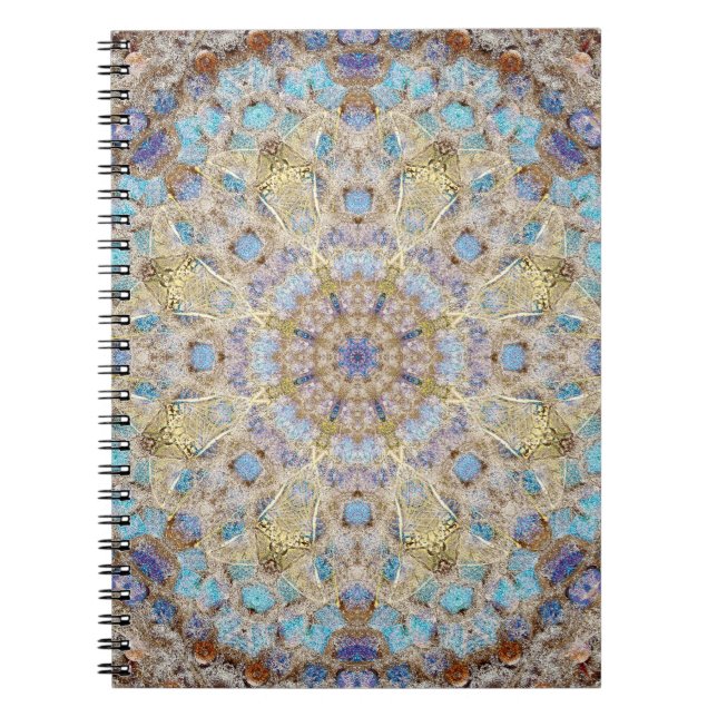 Journal de blanc de mandala de bleu et d'or (Devant)