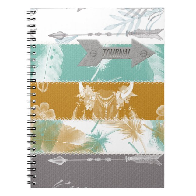 Journal de boho à l'aspect tissu quadri (Devant)