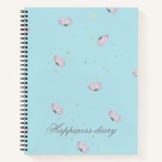 Journal de bonheur Pastel Bleu Rose Floral Paillet