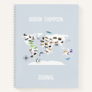 Journal de bord des animaux de la carte du monde p