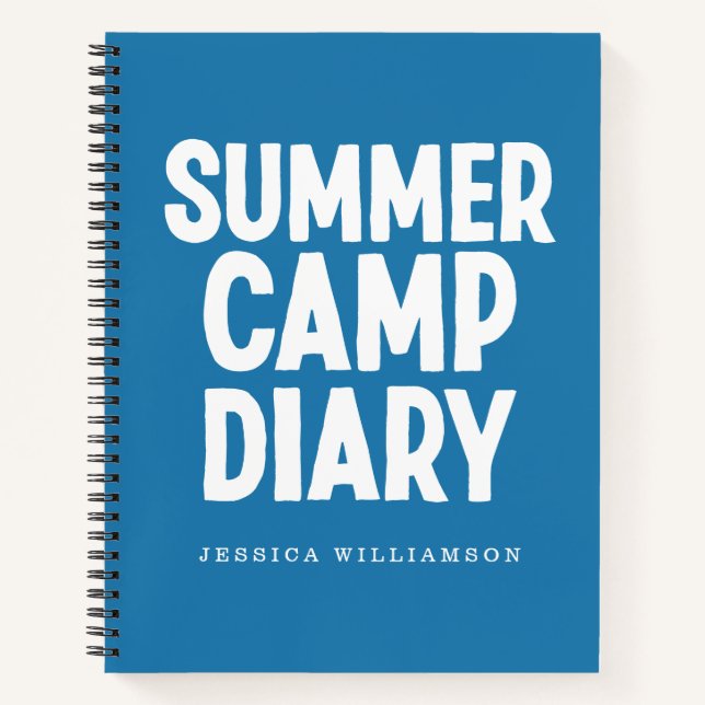 Journal de camp d'été personnalisé en bleu (Devant)