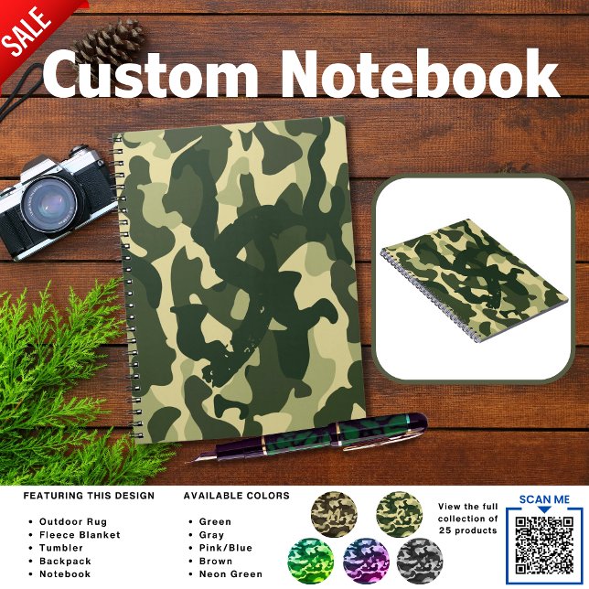 Journal de Camping | AJOUTER INITIAL Camouflage En (Créateur téléchargé)