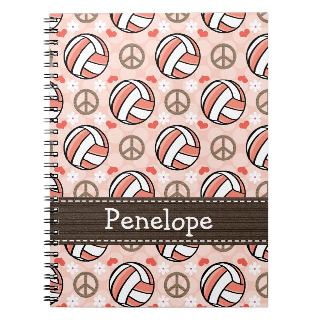 Journal de carnet de notes à spirale de volleyball (Devant)