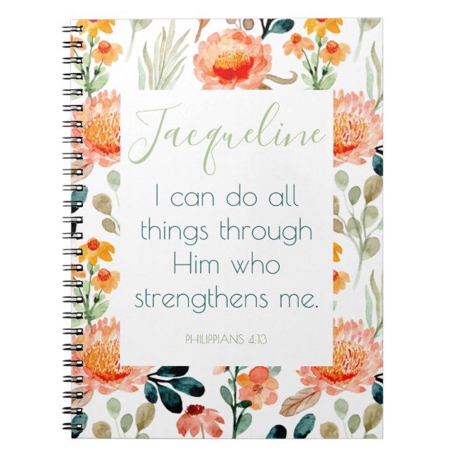 Journal de Carnet floral Verse de la Bible personn (Devant)