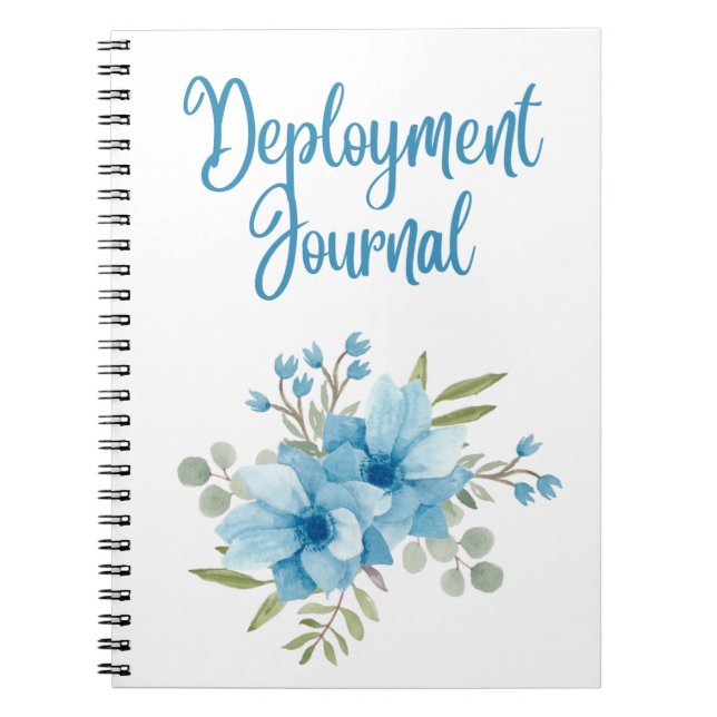 Journal De Déploiement MilSpouse Avec Fleurs Bleue (Devant)