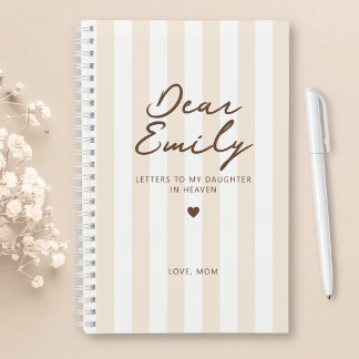 Journal de deuil de chère fille en rayure beige