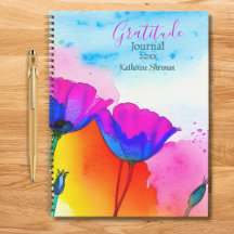 Journal de gratitude aquarelle fleurs de pavot