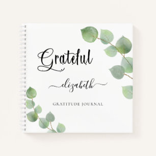 Journal de Gratitude eucalyptus script vert