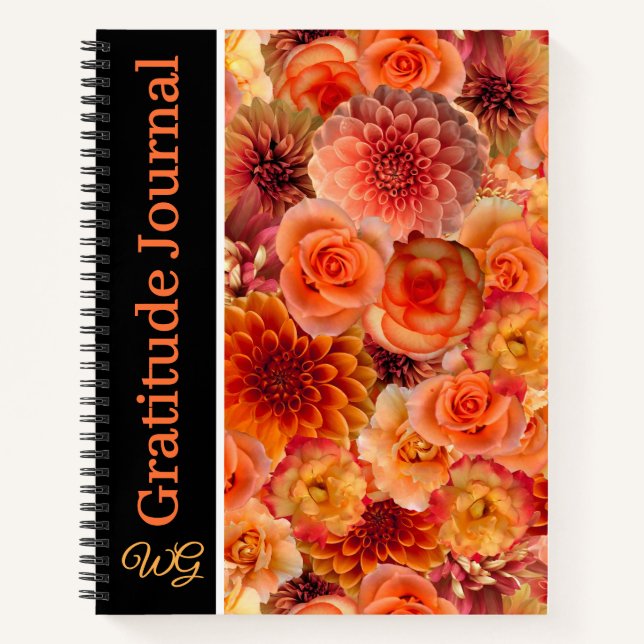 Journal de Gratitude Fleurs orange personnalisées (Devant)