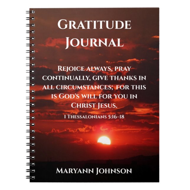 Journal de Gratitude personnalisé avec coucher de  (Devant)