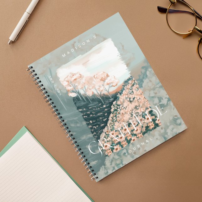 Journal de Gratitude personnalisé du champ de fleu (Tree Blossom Field Personalized Gratitude Journal Notebook)