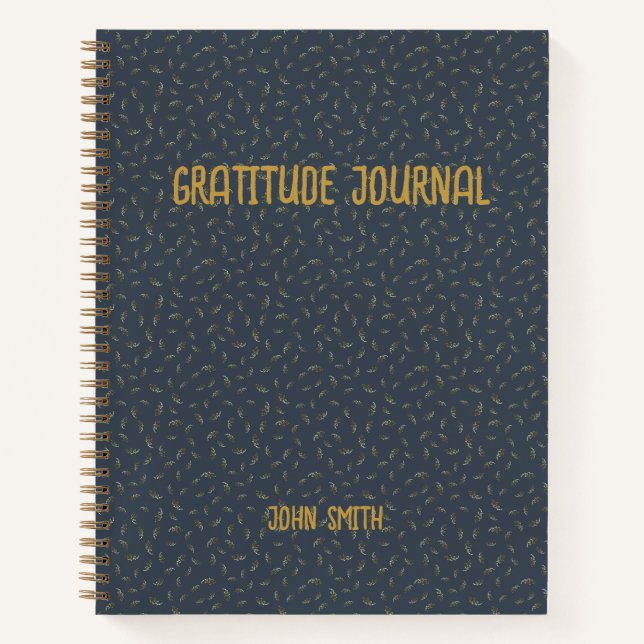 Journal De Gratitude Personnalisé, Gris Avec Or (Devant)