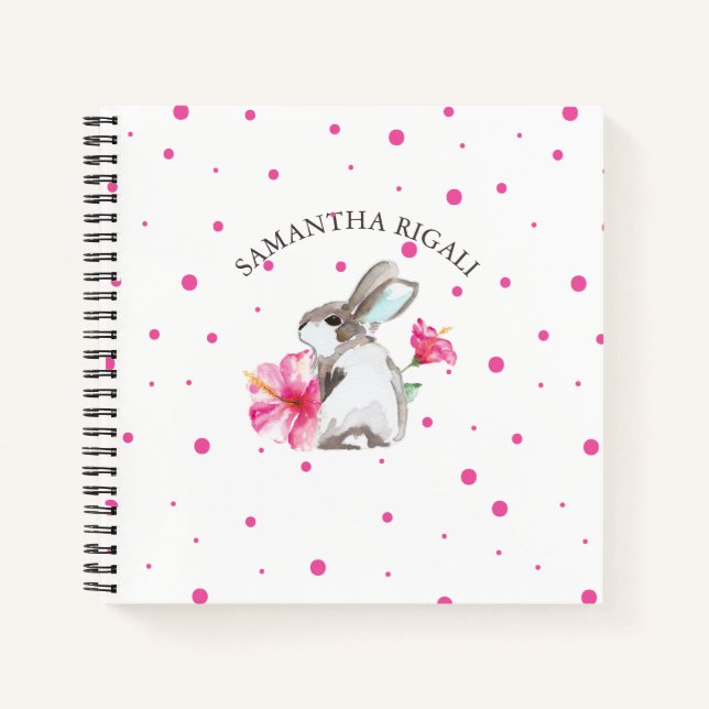 Journal de lapin lapin d'aquarelle personnalisé (Devant)