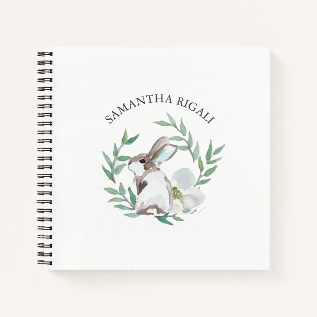 Journal de lapin lapin d'aquarelle personnalisé (Devant)