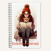 Journal de lecture Cute fille livre et chien Autom