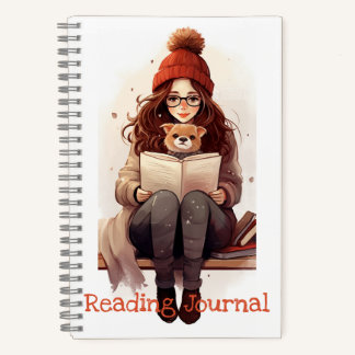 Journal de lecture Cute fille livre et chien Autom