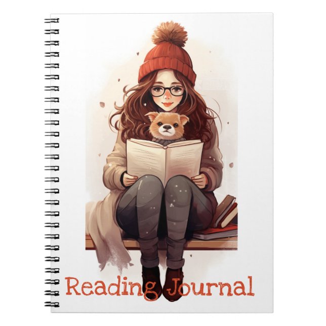 Journal de lecture Cute fille livre et chien Autom (Devant)
