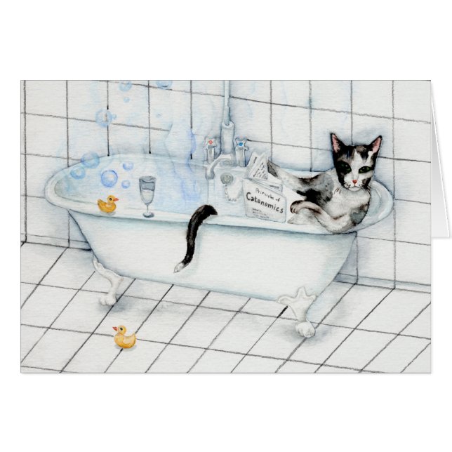 Journal de lecture de chat dans la baignoire (Devant horizontal)