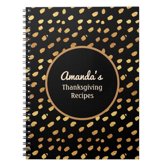 Journal de monogramme noir et or personnalisé (Devant)