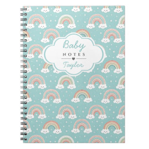 Journal de notes bébé arc-en-ciel pastel nom perso