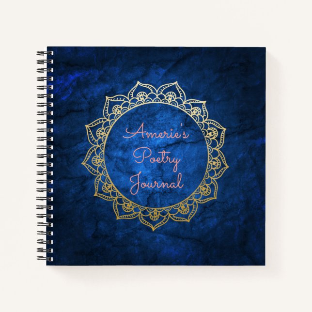 Journal de poésie personnalisée Gold Mandala (Devant)