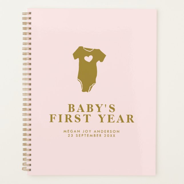Journal de première année du bébé rose et or (Devant)