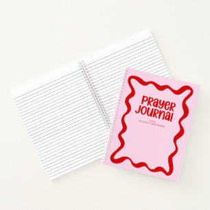 Journal de prière mignon rose et rouge nom personn