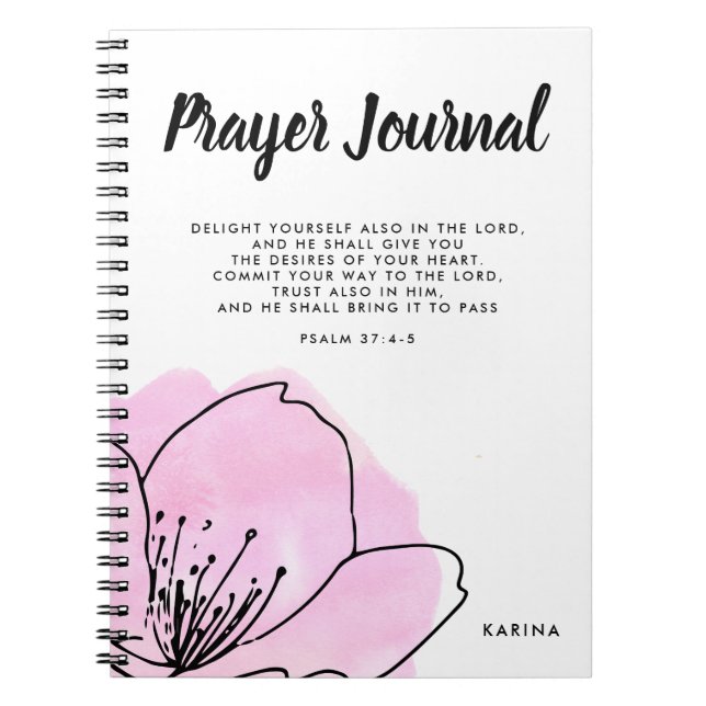 Journal de prière personnalisé moderne rose et noi (Devant)