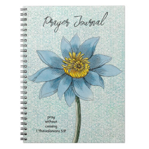 Journal de prières de style Vintage Fleur Bleue