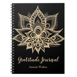 Journal de ratitude de la fleur de Lotus Gold Boho