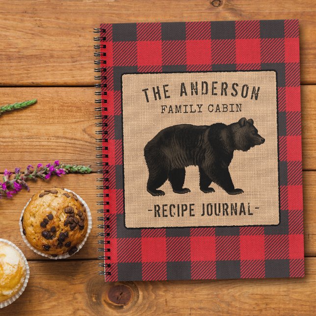Journal de recette du Cabine de famille Bear Red B (Several sizes and page designs to choose from)